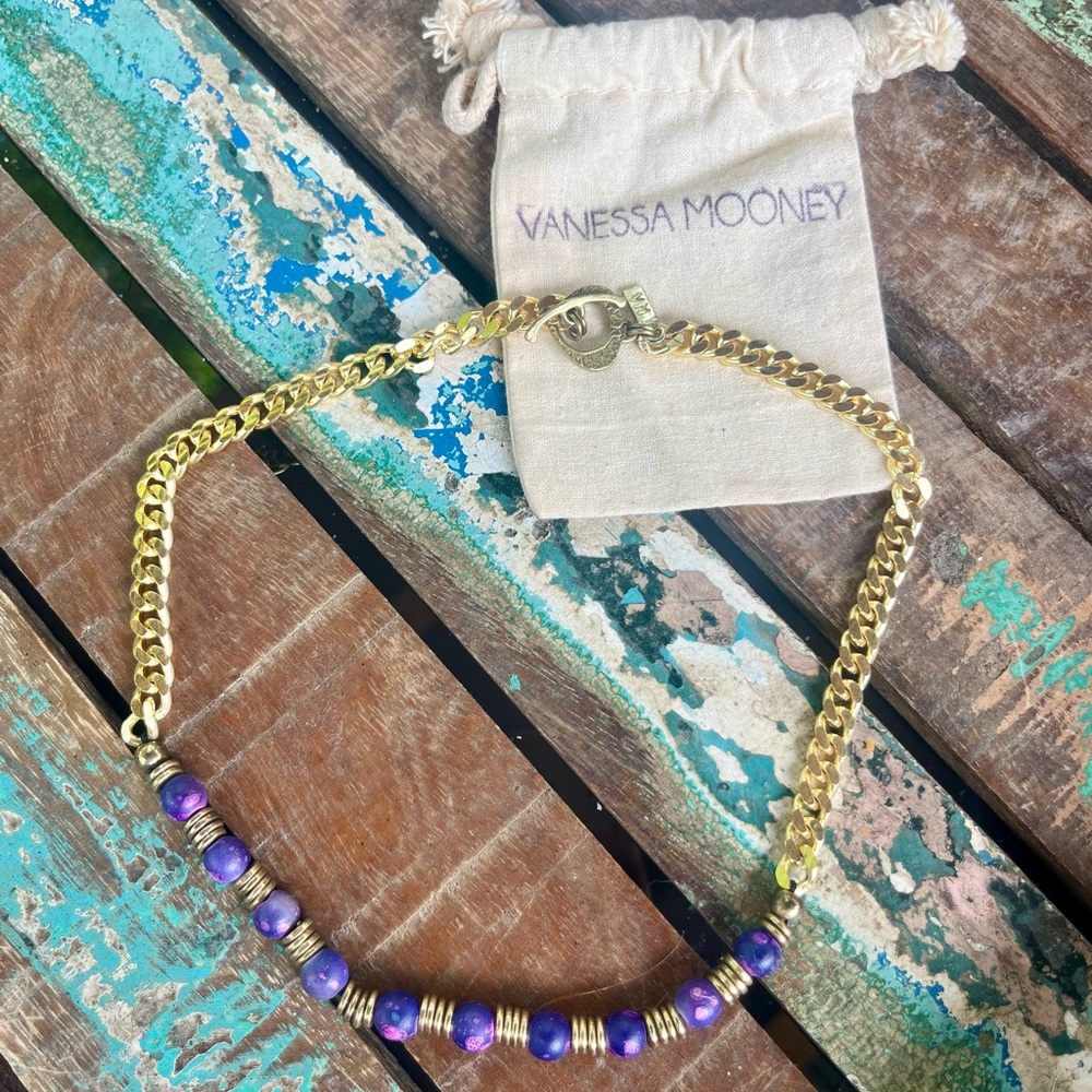 Vanessa Mooney Geometric Gold and Purple Necklace
